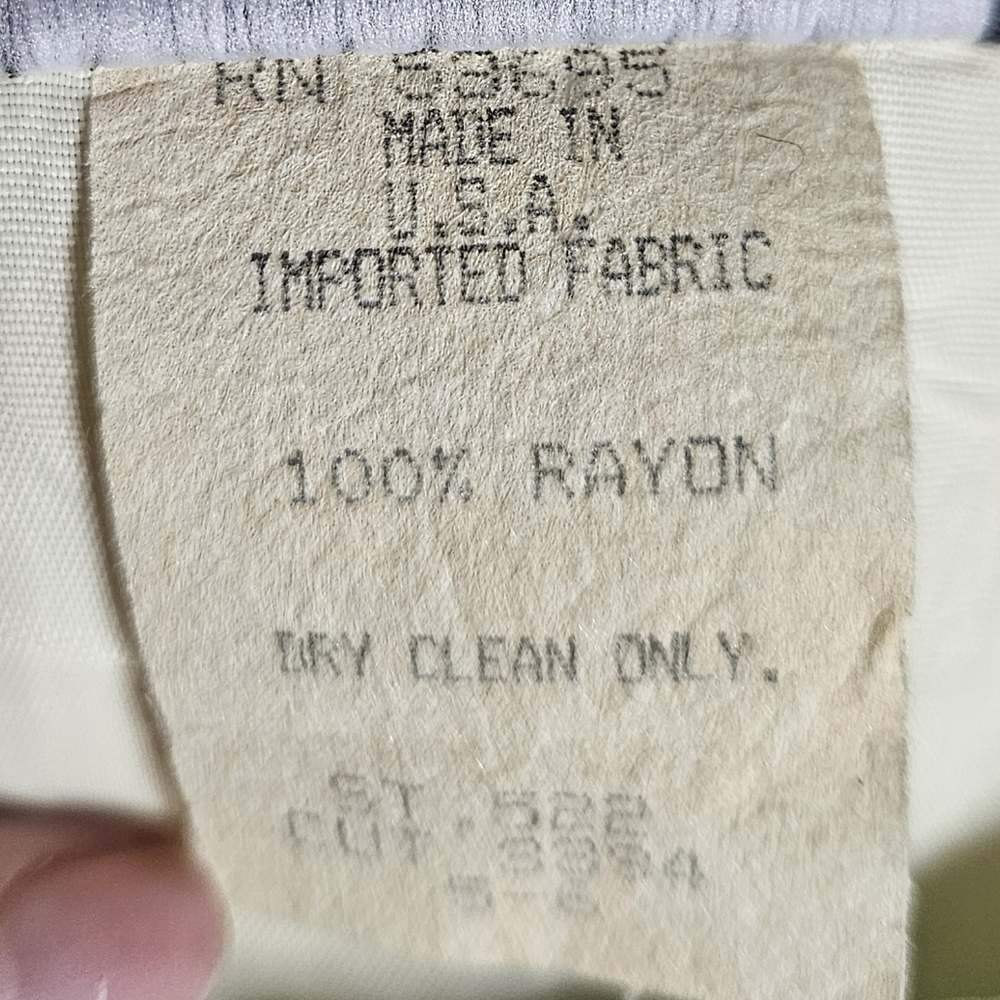 Vintage 80s Phoebe Peplum Midi Dress Aqua Green Ivory Stripe Rayon sz 5-6 - Picture 9 of 9